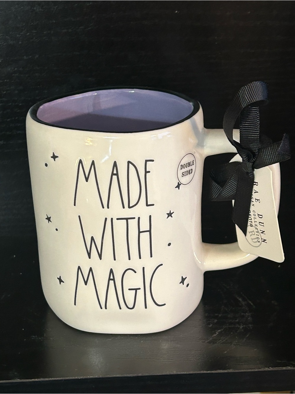 Rae Dunn White Mug with Lavender Interior - "Made With Magic"